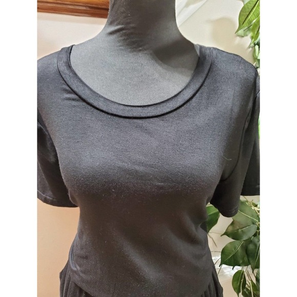 Simier Fariry Women Black Rayon Round Neck Short Sleeve Knee Length Dress Size L - Picture 5 of 11